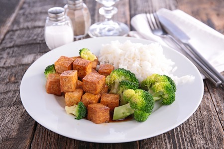 grilled tofu with soy sauceの写真素材