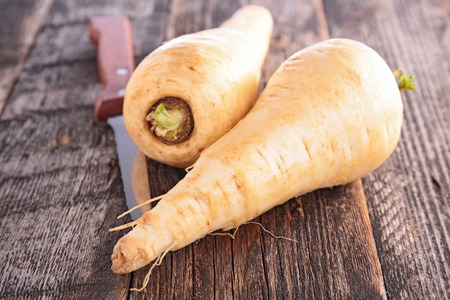 parsnip on wooden backgroundの写真素材
