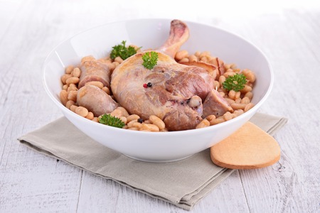 white beans and meatsの写真素材