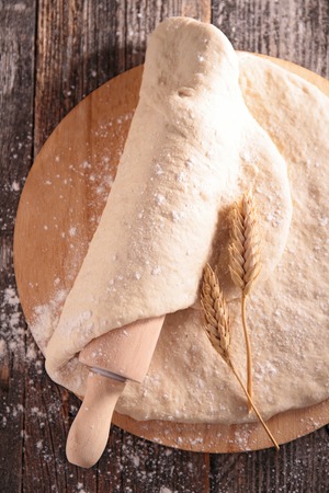dough and rolling pinの写真素材