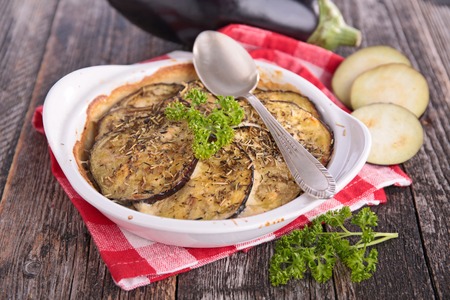 baked eggplant with cheese and creamの写真素材