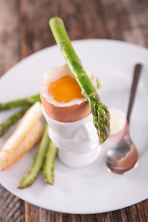 soft boiled egg and asparagusの写真素材