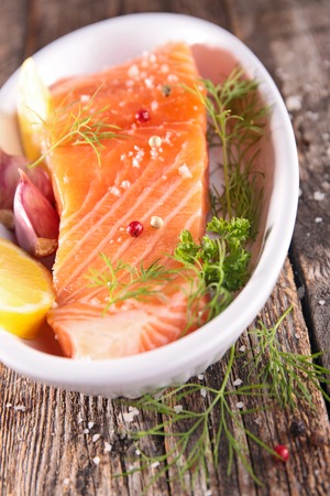 fresh salmon filletの写真素材