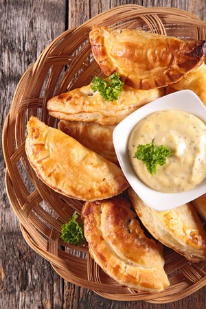 empanada and sauceの写真素材
