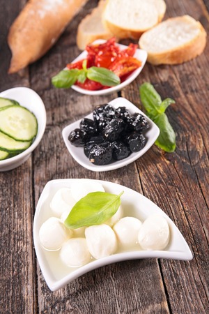mozzarella,olive and tomatoの写真素材
