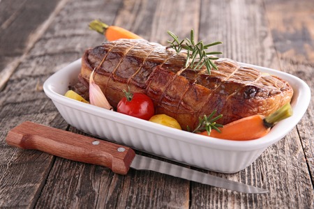 baked beef fillet and vegetablesの写真素材