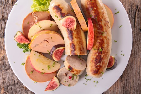 white sausage with foie grasの写真素材