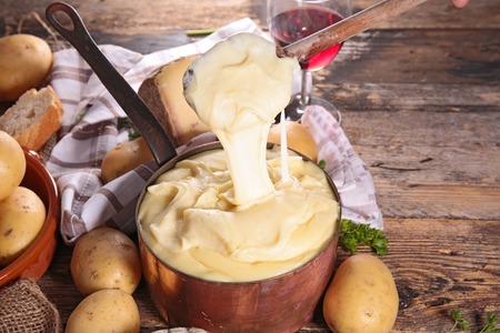 aligot, cheese fondue with potatoの写真素材