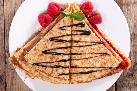 crepe with chocolateの写真素材