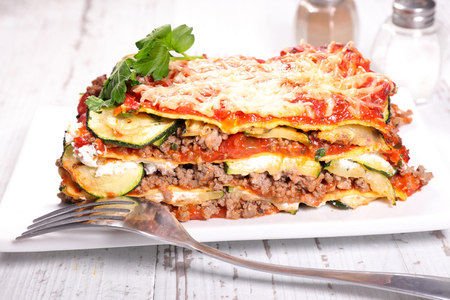 beef and courgette lasagnaの写真素材