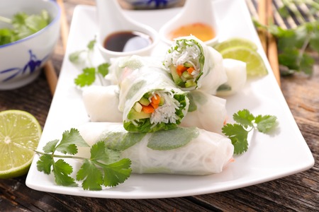 healthy vegetarian spring rollの写真素材