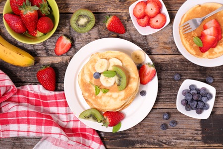 pancake with berry fruitの写真素材