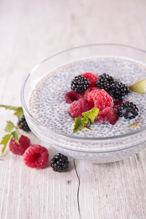 acai bowl and berry fruitの写真素材