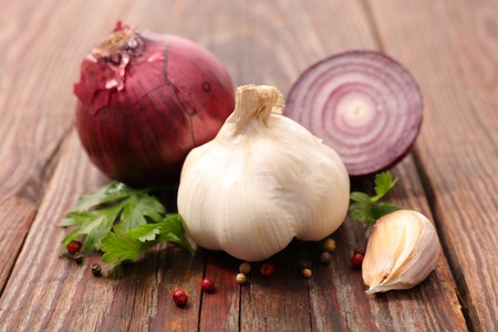 onion and garlicの写真素材