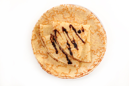 crepe with chocolateの写真素材