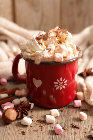hot chocolate with marshmallowの写真素材