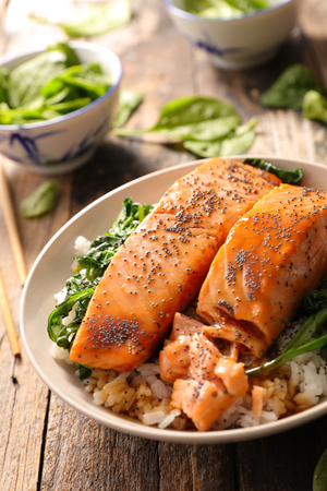 salmon teriyakiの写真素材