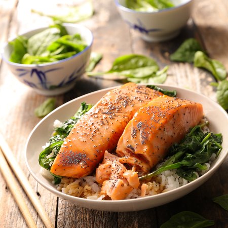 salmon teriyakiの写真素材
