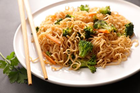 fried noodles with vegetableの写真素材