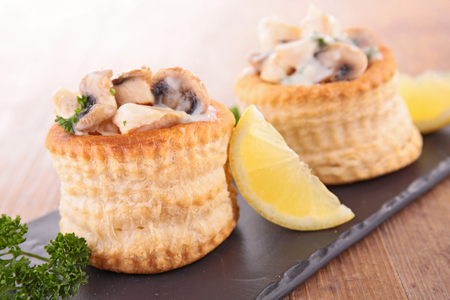 puff pastry filling with mushroom,cream and chickenの写真素材