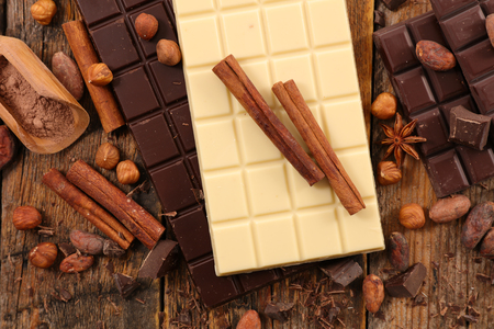 assorted chocolates and spicesの写真素材