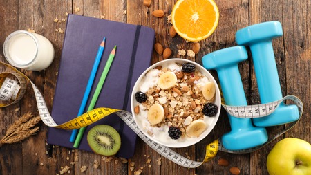 fitness breakfast planの写真素材