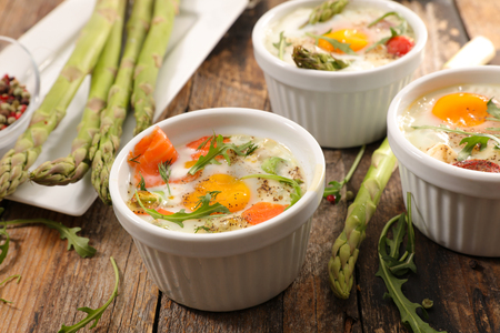 assorted baked egg and vegetableの写真素材