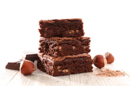 chocolate brownie and hazelnutの写真素材