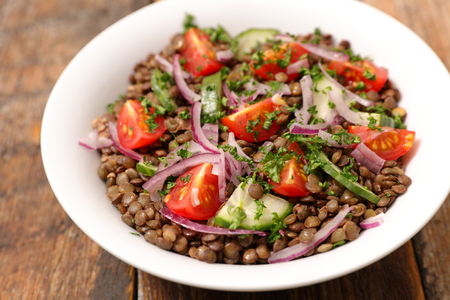 bowl of lentils saladの写真素材