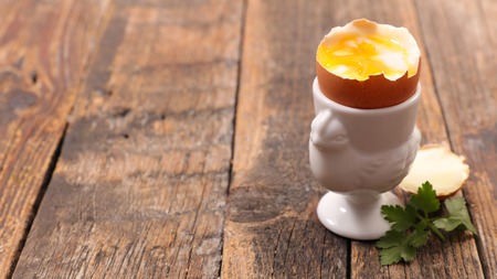boiled egg on wood background