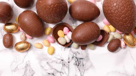 chocolate easter eggの写真素材