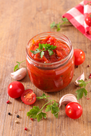 tomato sauce and ingredientの写真素材