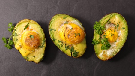 baked egg in avocado