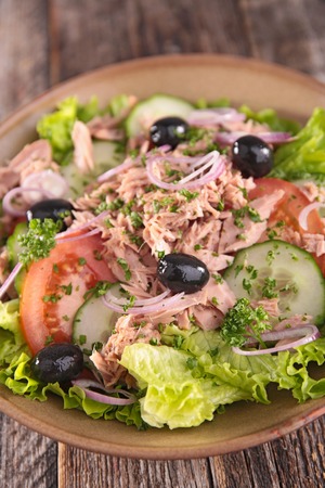 vegetable salad with tunaの写真素材