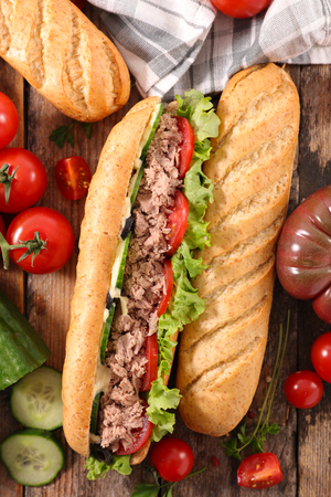 tuna and vegetable sandwichの写真素材