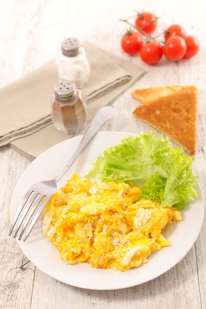 scrambled egg and toastの写真素材