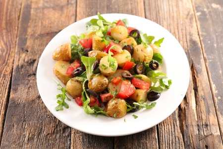 potato salad with tomato の写真素材