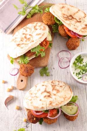 sandwich with vegetable and falafelの写真素材