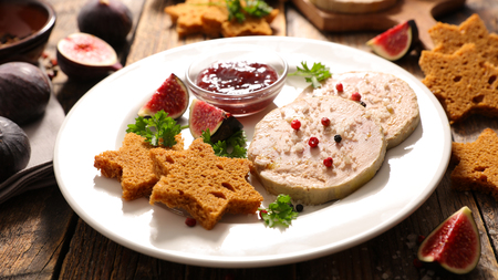 foie gras with gingerbread toastの写真素材