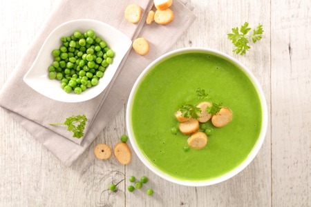 bowl of pea soupの写真素材