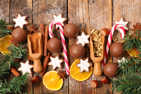 christmas food and decorationの写真素材