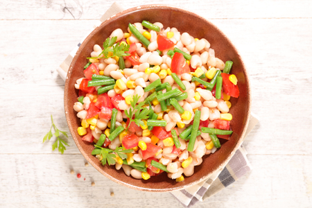 vegetable salad with bean,tomato and cornの写真素材