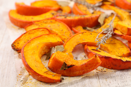 roasted pumpkin slicesの写真素材