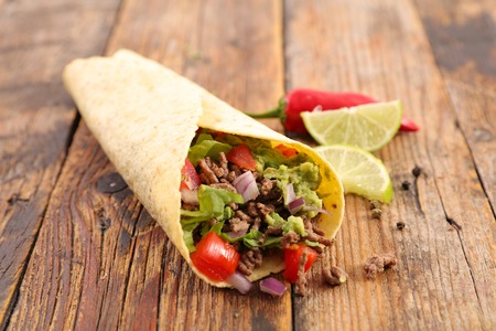 sandwich with minced beef,avocado and tomatoの写真素材