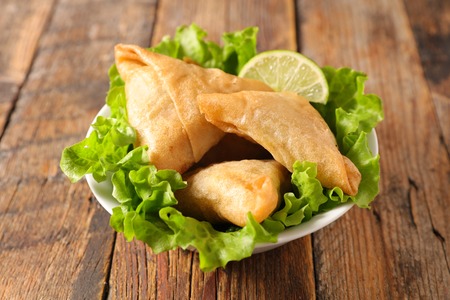 Samosa and lettuceの写真素材