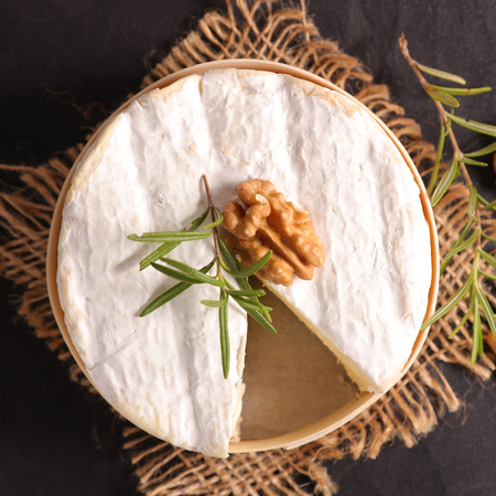 camembert with walnut and rosemaryの写真素材