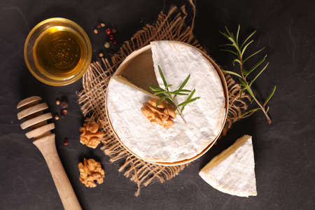 camembert with walnut and honeyの写真素材
