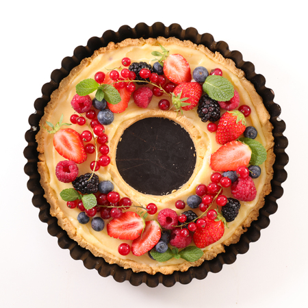 berry fruit tart with creamの写真素材