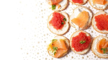 canape with salmon and caviarの写真素材