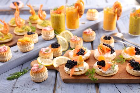 assorted of canape, buffet food
